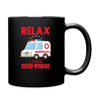 Rettungswagen Spruch Sanitäter Notfall - Tasse einfarbig - Schwarz - Rechts
