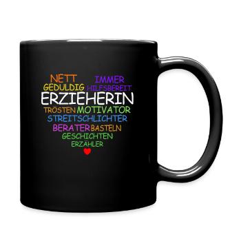 Erzieherin Kindergarten Damen Erzieher Geschenk - Tasse einfarbig - Schwarz - Rechts