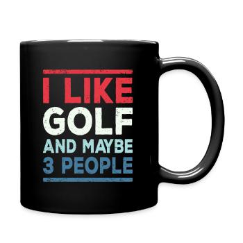 J'aime le golf et les sports de golfeur à 3 personnes - Mug uni - noir - Droite