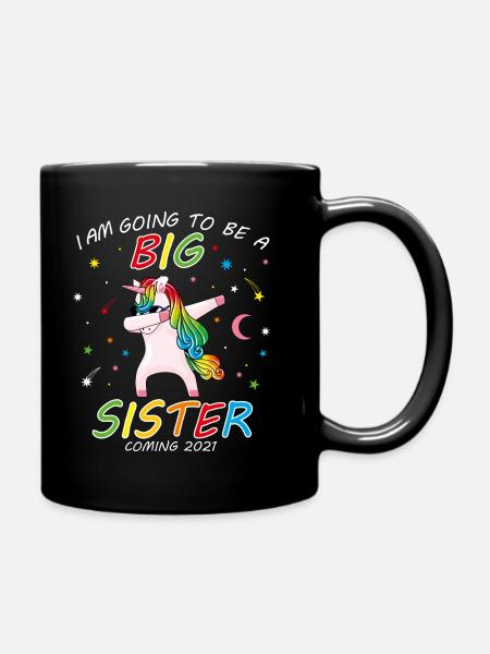I Am Going To Be A Big Sister Cute Unicorn Lover D - Full Colour Mug - black