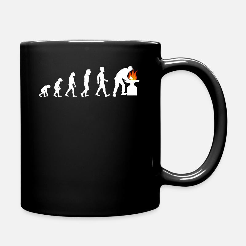 Evolution Schmied Flammen Hufschmied Shirt - Tasse einfarbig - Schwarz