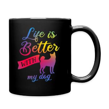 Hund mein Hund Leben das Leben ist besser mit Hund - Tasse einfarbig - Schwarz - Rechts
