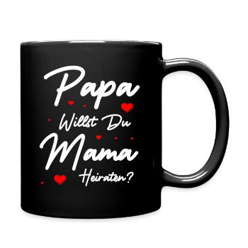 Heiratsantrag Ehe Heirat Verlobung Kinder - Tasse einfarbig - Schwarz - Rechts