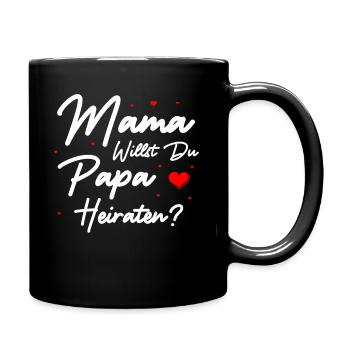 Heiratsantrag Ehe Verlobung Heiraten Kinder - Tasse einfarbig - Schwarz - Rechts
