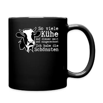 Viele Kühe und Ich habe die Schönsten Kühe - Tasse einfarbig - Schwarz - Rechts