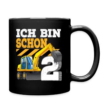 2. Geburtstag Bagger 2 Jahre Junge - Tasse einfarbig - Schwarz - Rechts
