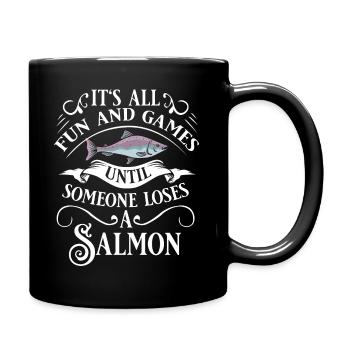 Salmon Fish Atlantic Fishing Fisherman Angler - Full Colour Mug - black - Right