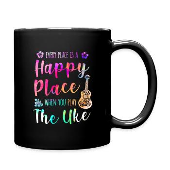Chaque endroit est un endroit heureux Joueur de ukulélé Hawaii - Mug uni - noir - Droite