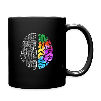 Buntes Gehirn Wissenschaft Kunst - Tasse einfarbig - Schwarz - Rechts