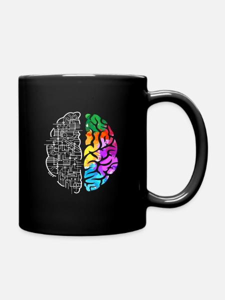 Colorful brain science art - Full Colour Mug - black