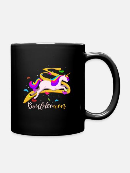 Bouldering unicorn - Full Colour Mug - black