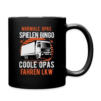 Lkw-Fahrer Berufskraftfahrer Opa Herren - Tasse einfarbig - Schwarz - Rechts