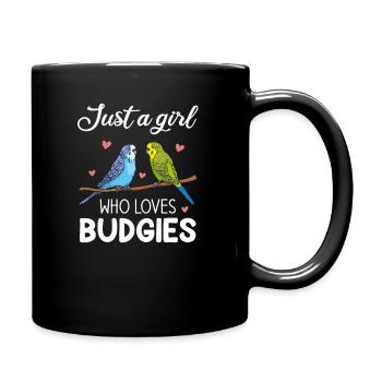 Just A Girl Who Loves Budgies parakeet - Full Colour Mug - black - Right