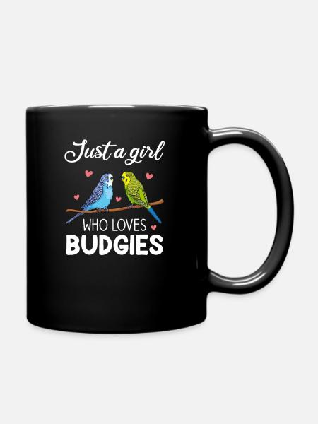 Just A Girl Who Loves Budgies parakeet - Full Colour Mug - black