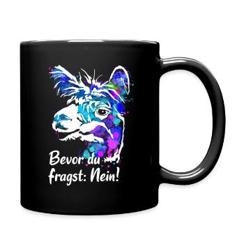 Alpaca Llama Colorful - Before you ask no - Full Colour Mug - black - Right