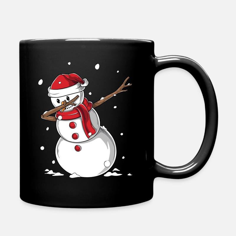 Dabbing Snowman Santa Hat - Cadeau de Noël drôle - Mug uni - noir