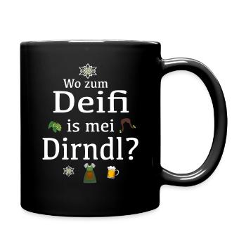 Lustiges Dirndl mundart Party Outfit - Tasse einfarbig - Schwarz - Rechts