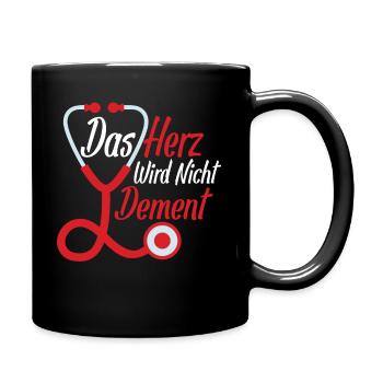 Das Herz wird Nicht Dement Altenpflegerin Pflege - Tasse einfarbig - Schwarz - Rechts