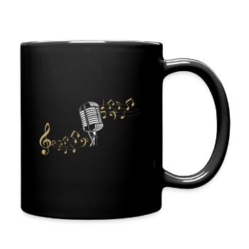 Singer microphone music notes singing karaoke - Full Colour Mug - black - Right