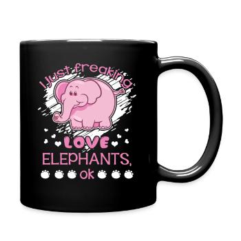 Elefant Freaking Love Elephants - Tasse einfarbig - Schwarz - Rechts