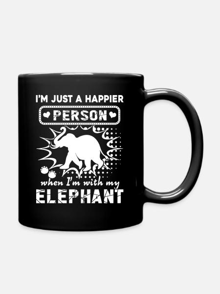 Elephant Happy With Elephant - Full Colour Mug - black