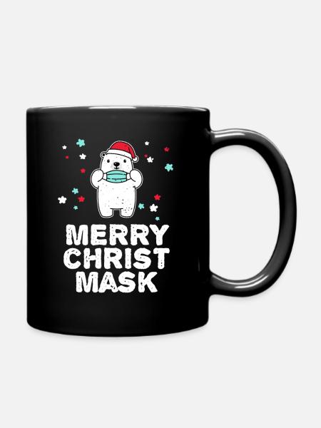 Weihnachten Merry Christmask Eisbär Gesichtsmaske - Tasse einfarbig - Schwarz