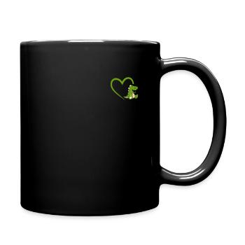 Dinosaur heart dino middle finger gift - Full Colour Mug - black - Right