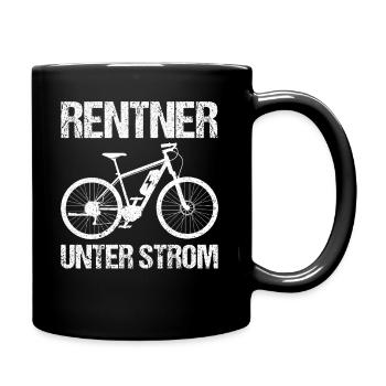 Rentner E-Bike Spruch - Tasse einfarbig - Schwarz - Rechts