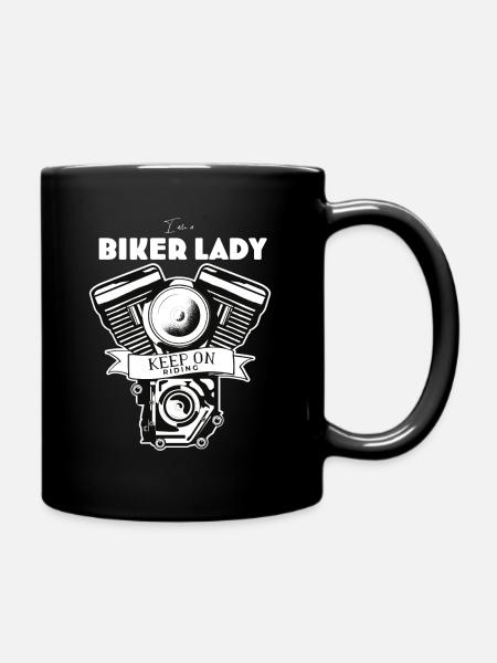 Biker Lady Geschenk Rocker - Tasse einfarbig - Schwarz