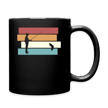 Vintage Angler Fisherman Gift T-Shirt - Full Colour Mug - black - Right