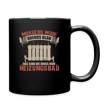Heizungsbauer Geschenk Anlagenmechaniker - Tasse einfarbig - Schwarz - Rechts