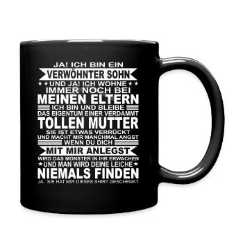 Stolze Mutter und Sohn Geschenk Verwöhnter Sohn - Tasse einfarbig - Schwarz - Rechts