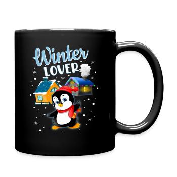 Hiver amour Noël Neige Pingouin - Mug uni - noir - Droite