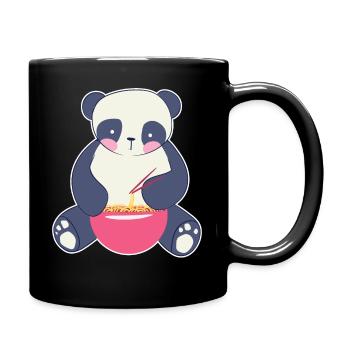 Panda Pandabär Isst niedliche Tiere - Tasse einfarbig - Schwarz - Rechts