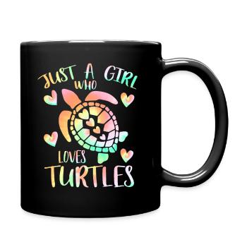 Just a girl who loves turtles - Full Colour Mug - black - Right