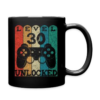 Level 30 Unlocked 30. Geburtstag Retro Geschenk - Tasse einfarbig - Schwarz - Rechts