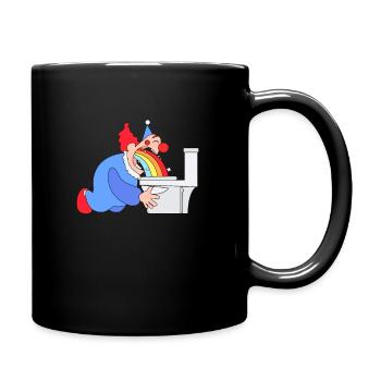 Funny puking clown rainbow gift - Full Colour Mug - black - Right