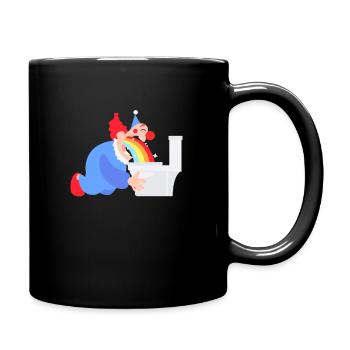 Funny puking clown rainbow gift - Full Colour Mug - black - Right