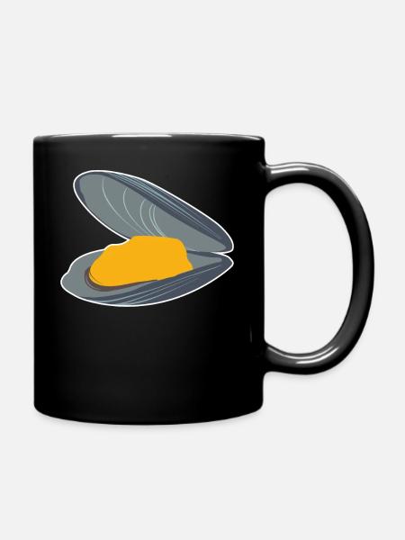 Muschel Miesmuschel Meeresfrüchte Muscheln essen - Tasse einfarbig - Schwarz