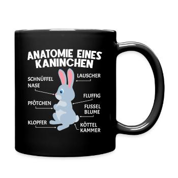 Anatomie Eines Hasen Zwergkaninchen Kaninchen - Tasse einfarbig - Schwarz - Rechts