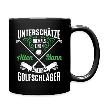 Golfer | Alter Mann | Golfspieler | lustiger - Tasse einfarbig - Schwarz - Rechts