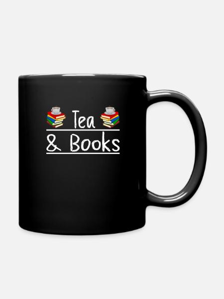 Tea and books, Book Lover - Full Colour Mug - black