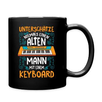 Keyboard Synthesizer Keyboarder Alter Mann - Tasse einfarbig - Schwarz - Rechts