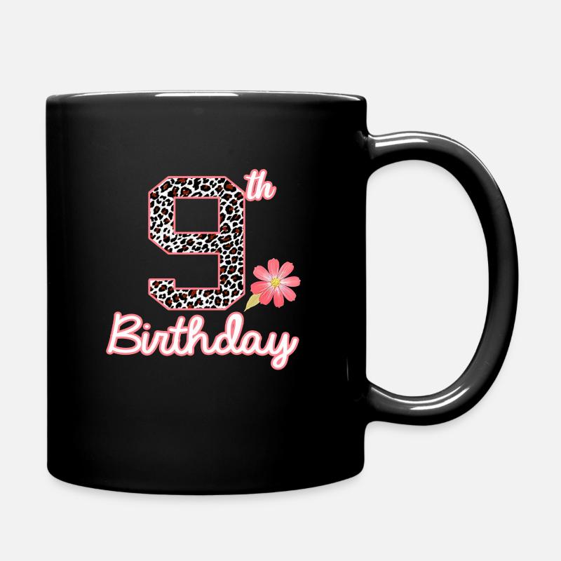 9. Geburtstag 9 Jahre altes Mädchen Leopard Butterfly ag - Tasse einfarbig - Schwarz