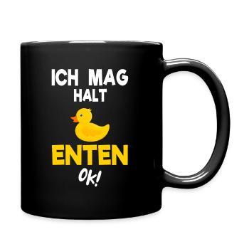 Ente Gelbe Enten Geschenkidee - Tasse einfarbig - Schwarz - Rechts