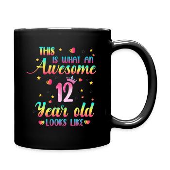 12e anniversaire filles, 12 ans fille cadeau - Mug uni - noir - Droite