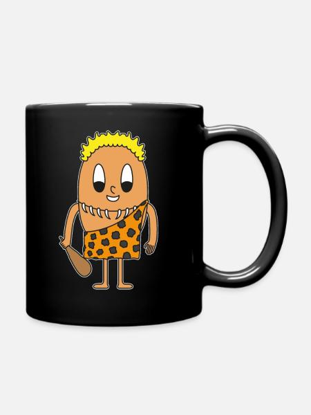 Stone age man egg - Full Colour Mug - black