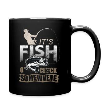 Fishing angler shirt fisherman sport fisherman saying - Full Colour Mug - black - Right