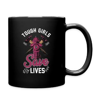 Tough Girls Save Lives Girl Firefighter Thin Red L - Full Colour Mug - black - Right
