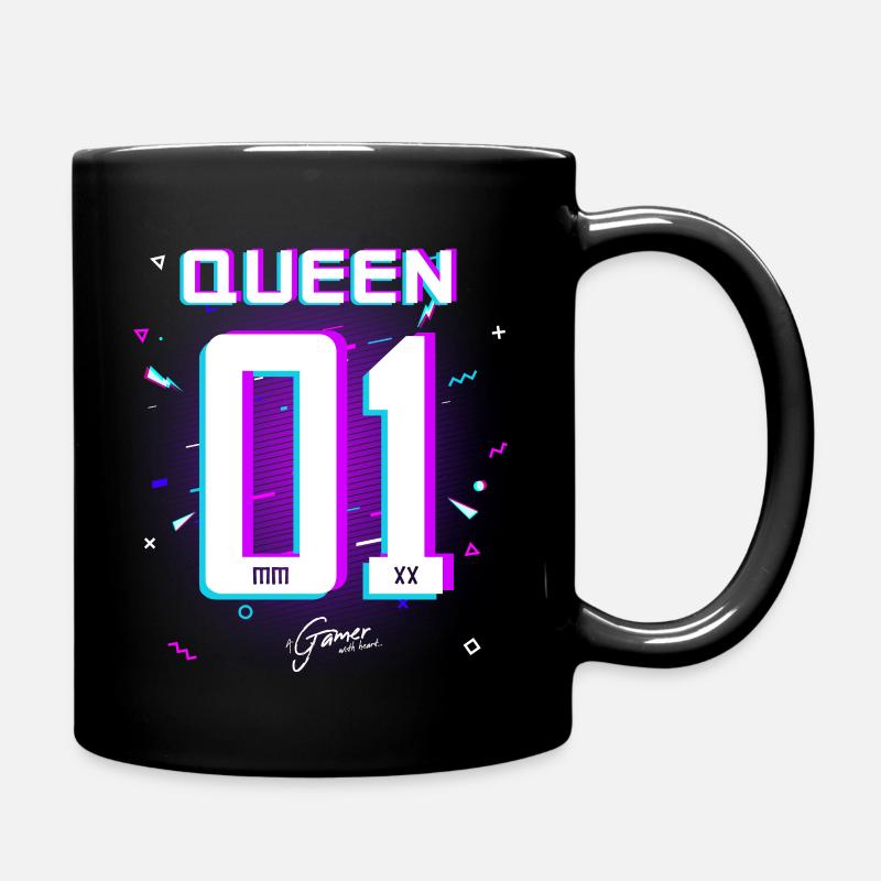 Gamer - King - Queen Geschenk Geschenkidee - Tasse einfarbig - Schwarz